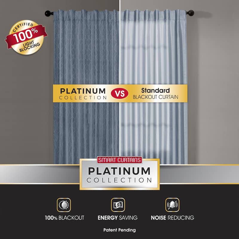 Ainsley Blackout Platinum Smart Curtains Window Curtain Panel, 50 x 84 - 50 X 84 - 50 X 84