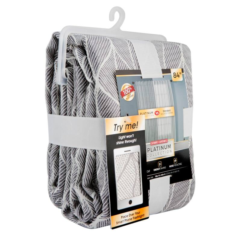 Ainsley Blackout Platinum Smart Curtains Window Curtain Panel, 50 x 84 - 50 X 84 - 50 X 84
