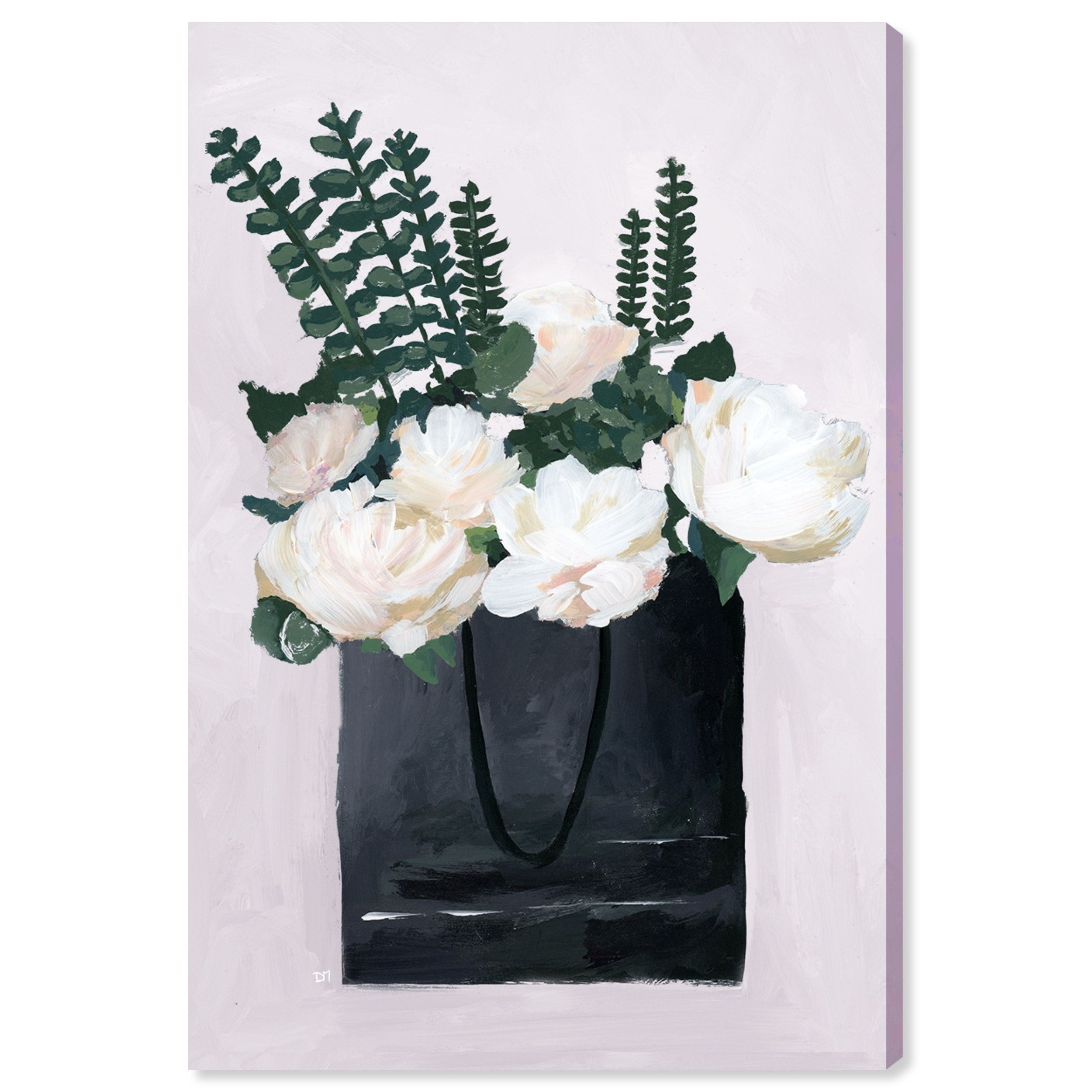 Oliver Gal 'Precious Finds Simple' Floral and Botanical Wall Art Canvas Print - White, Black