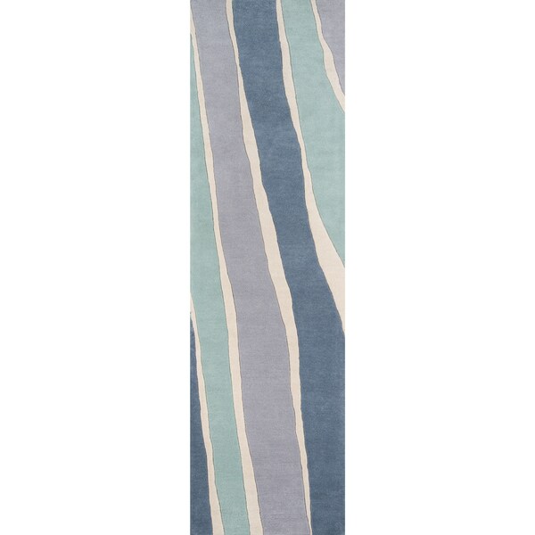 Shop Novogratz by Momeni Delmar Brushstroke Blue/Ivory/Pink Wool Rug (2