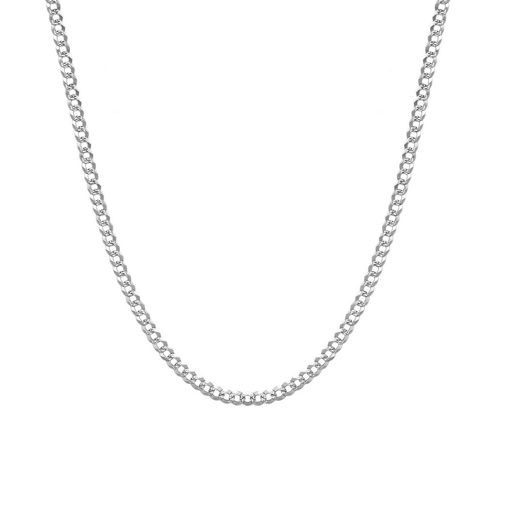 FB Jewels Solid Rhodium Plated 3.7mm Sterling Silver Curb Style Chain