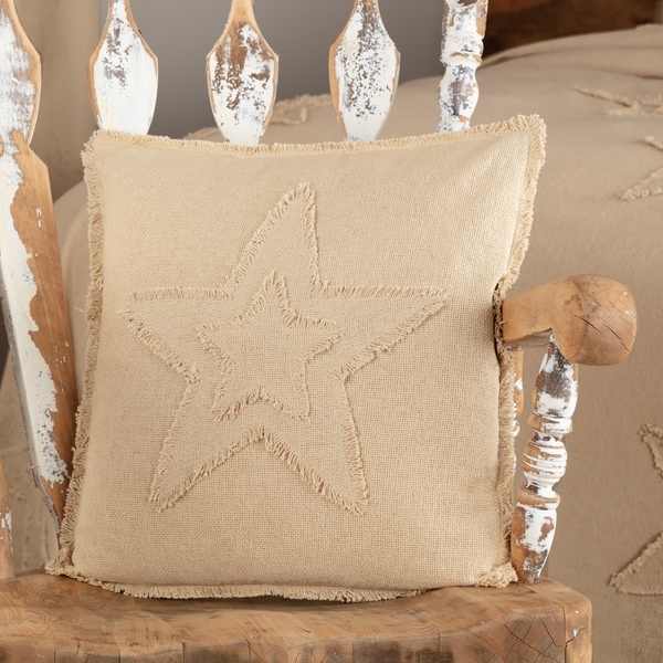 Burlap Natural Star Pillow 18x18