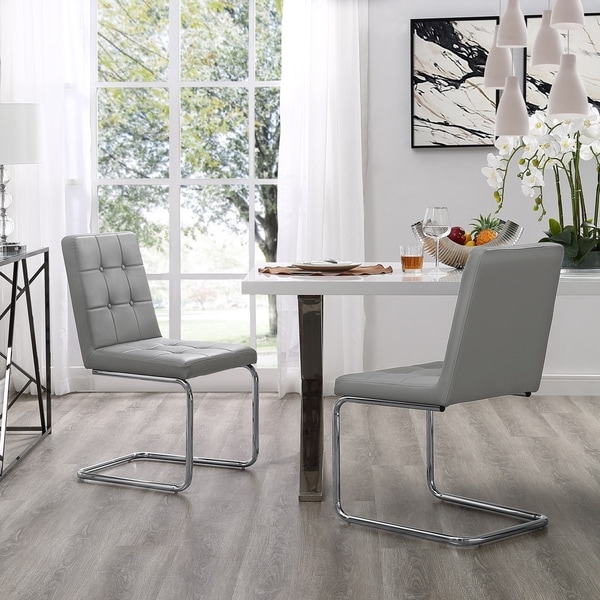 Dillinger Armless Tufted Dining Chair Chrome Or Gold Frame Dillinger Armless Tufted Dining Chair