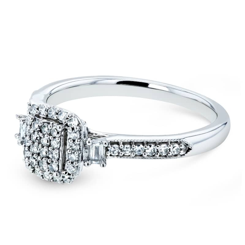 Annello by Kobelli 10k White Gold 1/4ct TDW Diamond Promise Ring