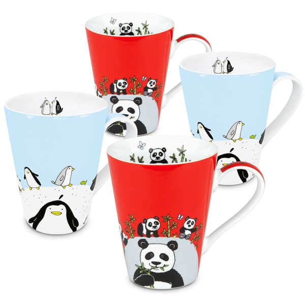 Panda Coffee Mug Set with Stand 12 Oz Set of 4 Coffee Mugs with Stand