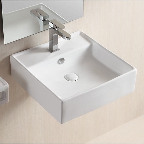 Caracalla Ca4032 White Ceramic Square Wall Mounted Or Vessel Caracalla Ca4032 White Ceramic Square Wall Mounted Or Vessel Bathroom Sink