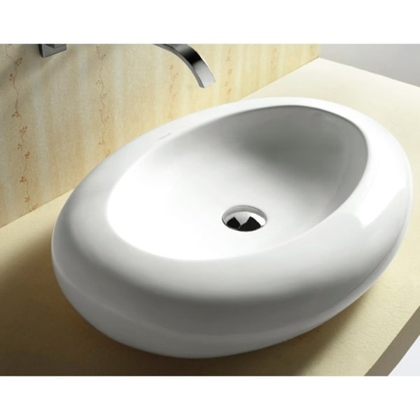 Caracalla Ca4257 White Ceramic Oval Shaped No Hole Vessel Bathroom Caracalla Ca4257 White Ceramic Oval Shaped No Hole Vessel Bathroom Sink
