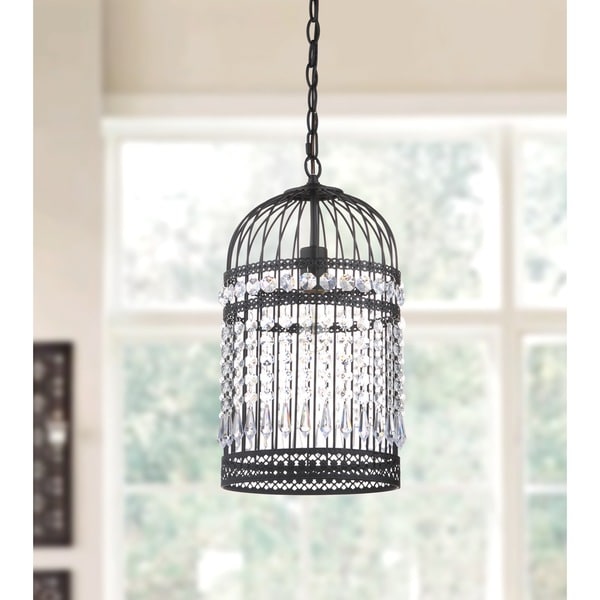 Safavieh Lighting Ellison Black Bird Cage Adjustable Pendant