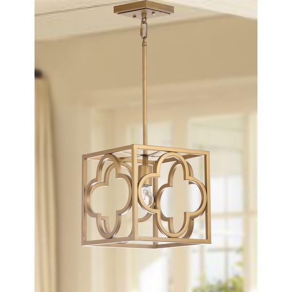 Safavieh Lighting Rabia Gold Quatrefoil Trellis Adjustable Pendant