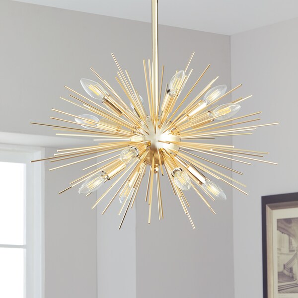 Safavieh Lighting Zadie Gold Retro Sunburst LED 12-light Adjustable Pendant