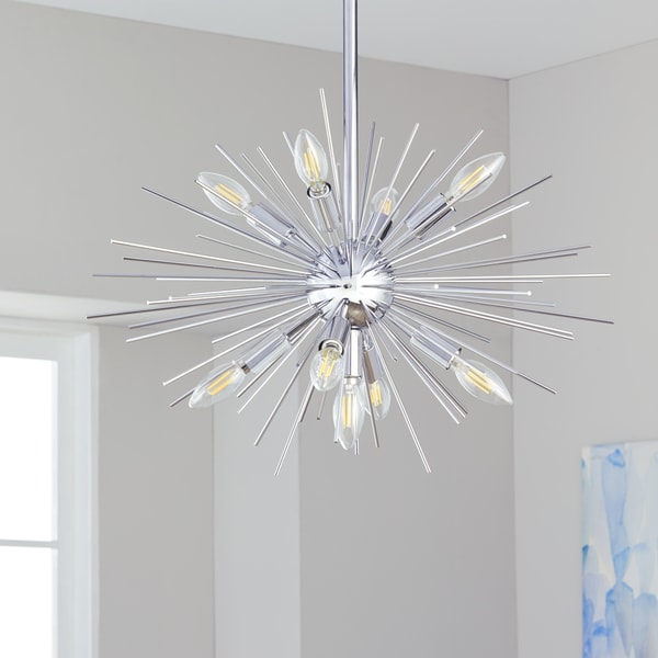 Safavieh Lighting Willa Silver Sunburst 9-light LED Adjustable Pendant
