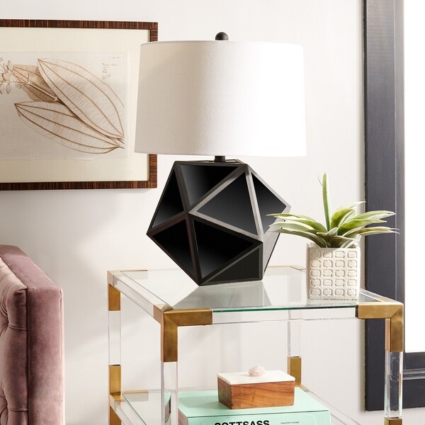 Safavieh Lighting 23-inch Brycin Modern Geometric Black Table Lamp (Set of 2)