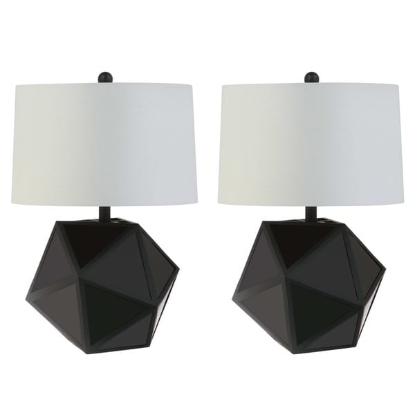 Safavieh Lighting 23-inch Brycin Modern Geometric Black Table Lamp (Set of 2)