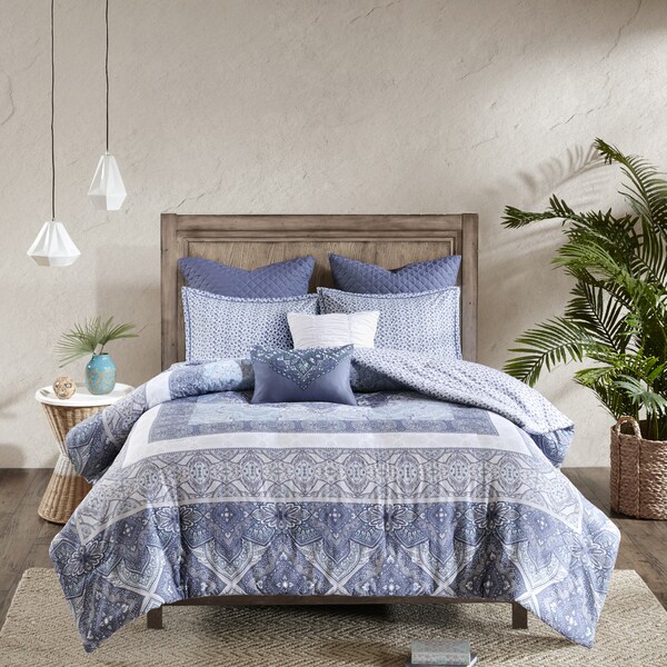 Urban Habitat Aria Blue 7-piece Reversible Cotton Comforter Set