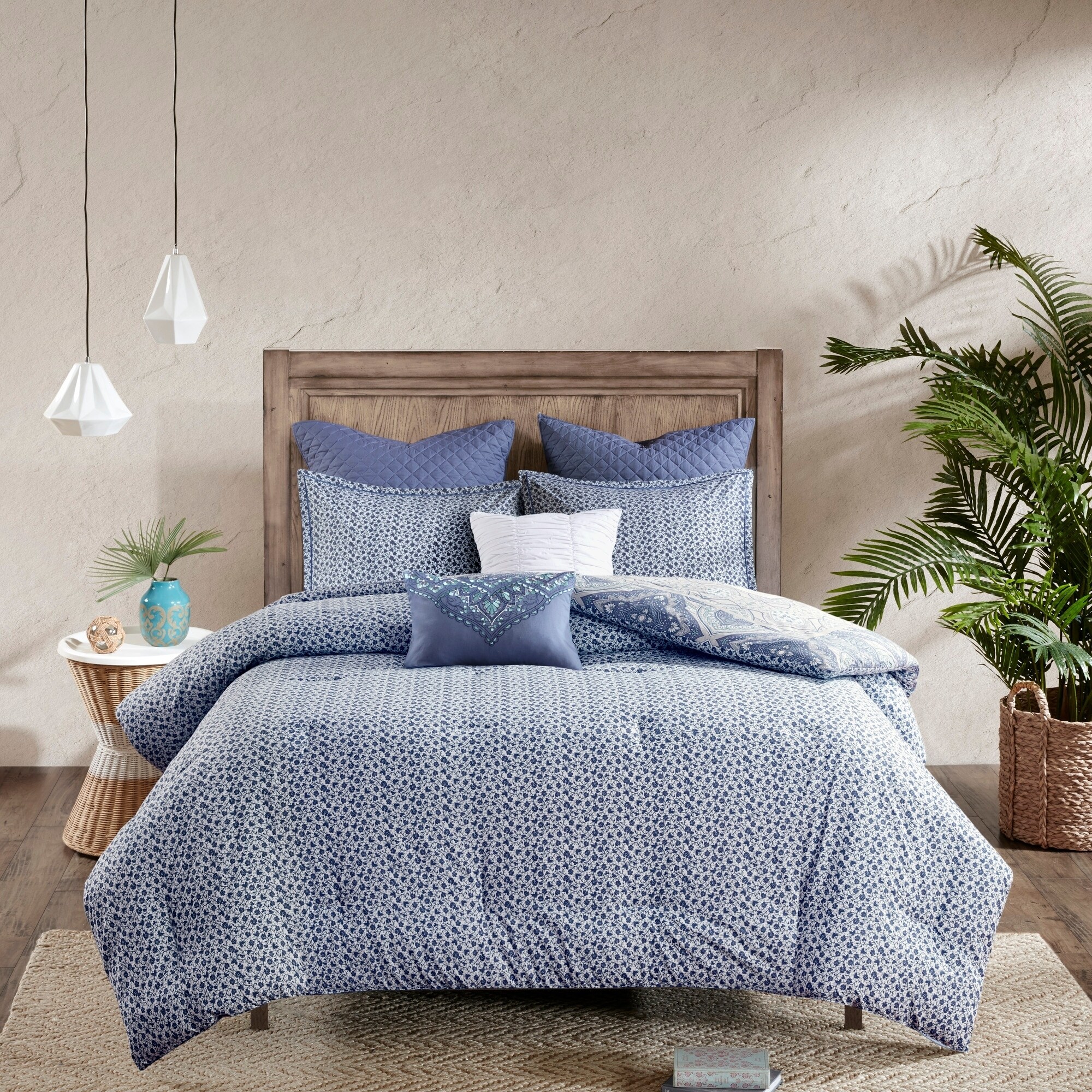 Shop Urban Habitat Aria Blue 7 Piece Reversible Cotton Comforter