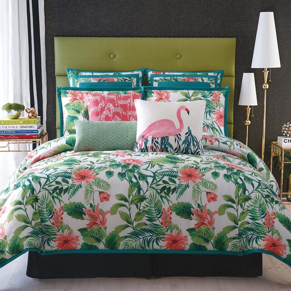Christian Siriano Tropicalia White or Black Printed Duvet Set