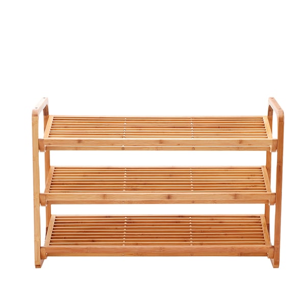 NewRidge Home Natural Bamboo 3-Tier Shoe Rack Shoe