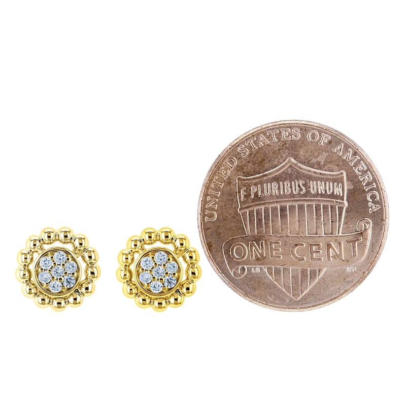 Annello by Kobelli 10k Gold 1/8ct TDW Round Diamond Cluster Flower Stud Earrings