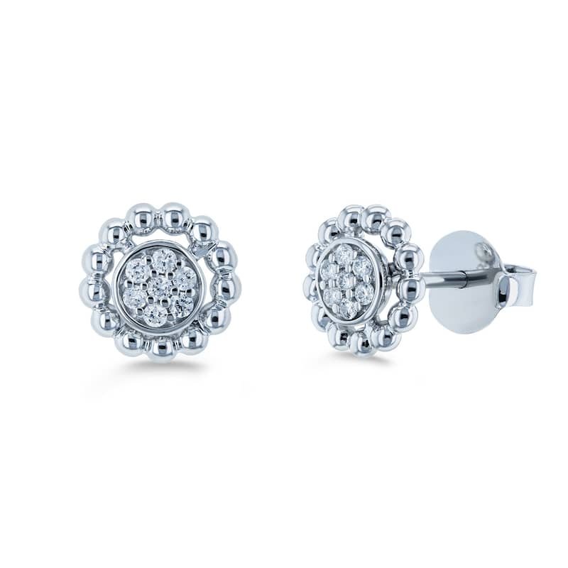 Annello by Kobelli 10k Gold 1/8ct TDW Round Diamond Cluster Flower Stud Earrings