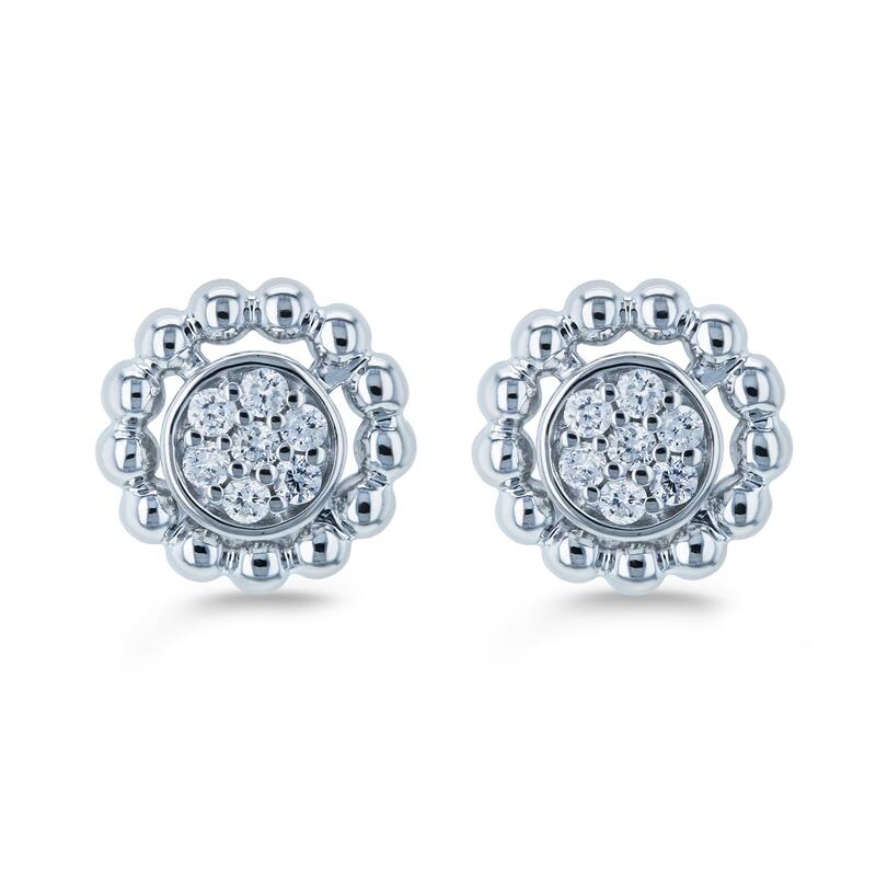 Annello by Kobelli 10k Gold 1/8ct TDW Round Diamond Cluster Flower Stud Earrings