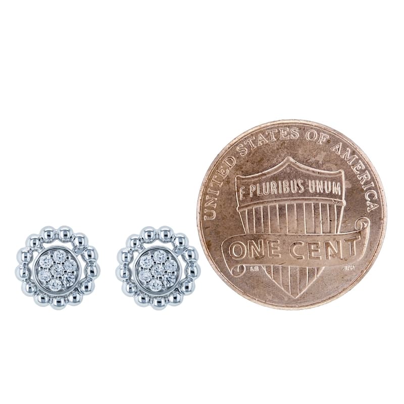 Annello by Kobelli 10k Gold 1/8ct TDW Round Diamond Cluster Flower Stud Earrings - White