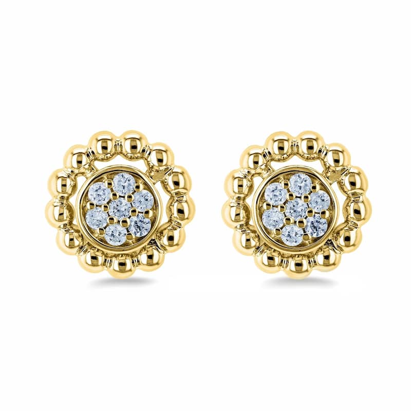 Annello by Kobelli 10k Gold 1/8ct TDW Round Diamond Cluster Flower Stud Earrings