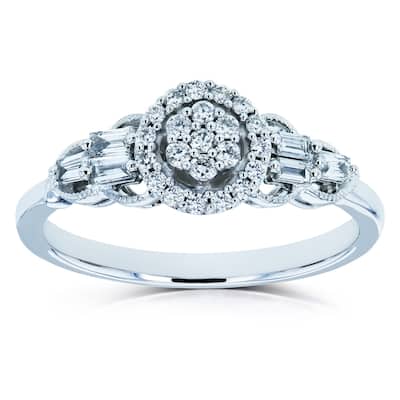 Annello by Kobelli 10k White Gold 1/4 TDW Unique Diamond Engagement Ring