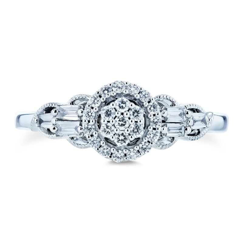 Annello by Kobelli 10k White Gold 1/4 TDW Unique Diamond Engagement Ring