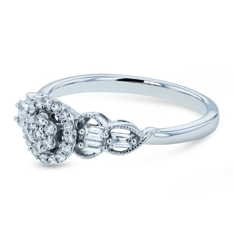 Annello by Kobelli 10k White Gold 1/4 TDW Unique Diamond Engagement Ring