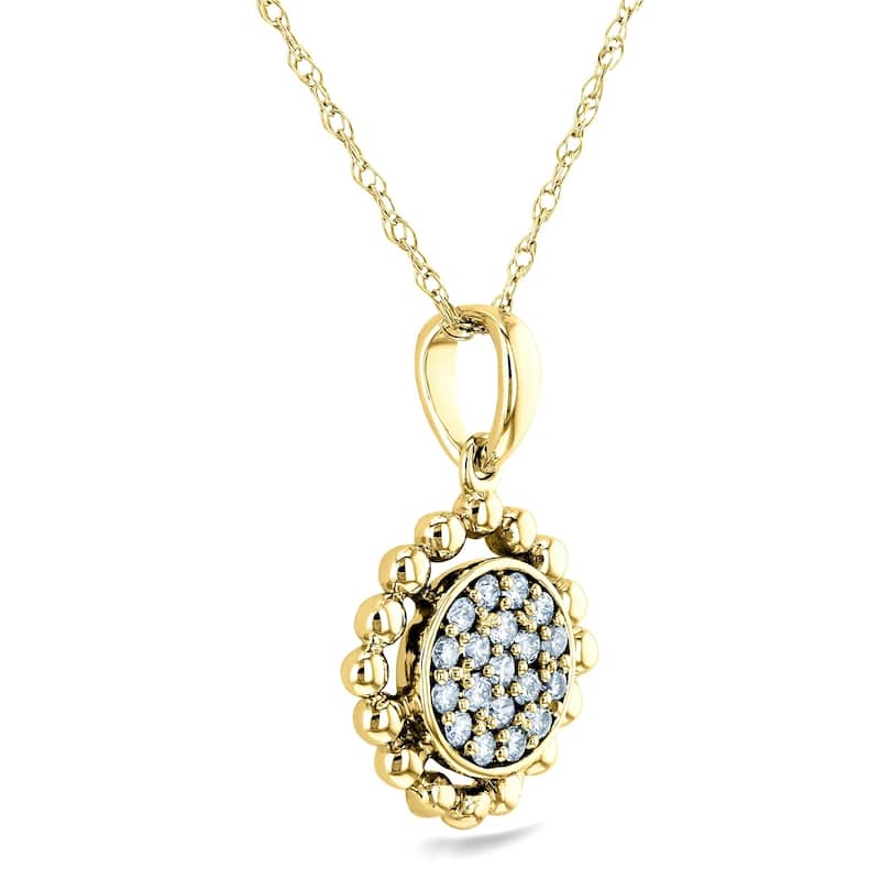Annello by Kobelli 10k Gold 1/6ct TDW Round Diamond Cluster Flower Necklace