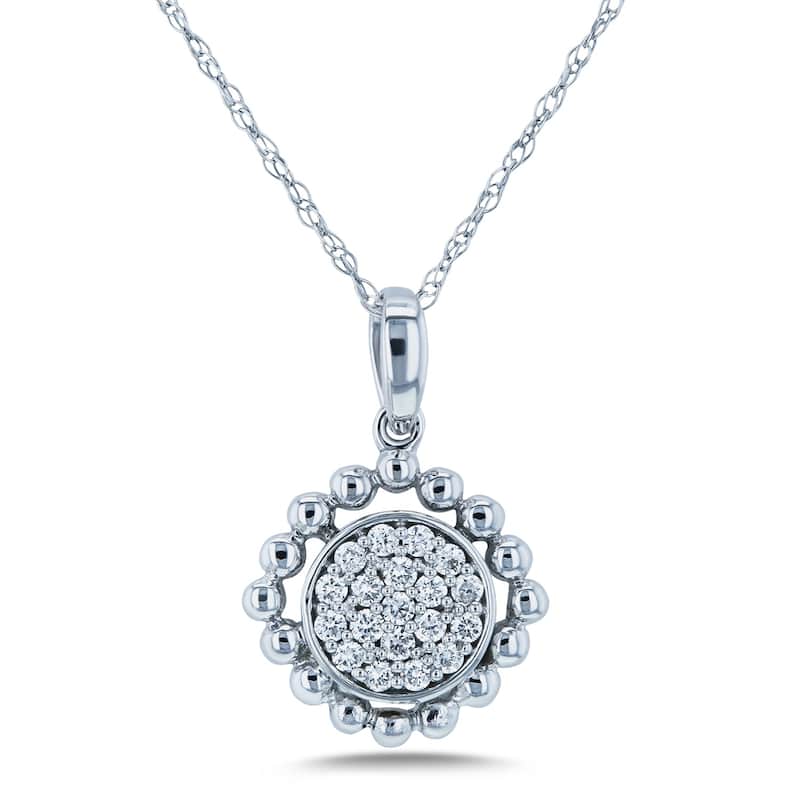 Annello by Kobelli 10k Gold 1/6ct TDW Round Diamond Cluster Flower Necklace