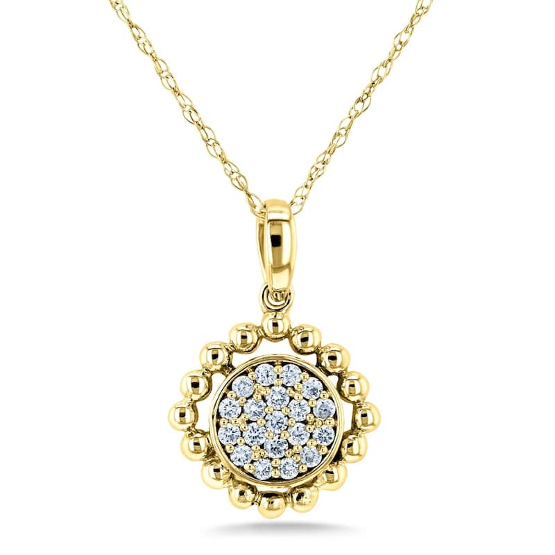 Annello by Kobelli 10k Gold 1/6ct TDW Round Diamond Cluster Flower Necklace
