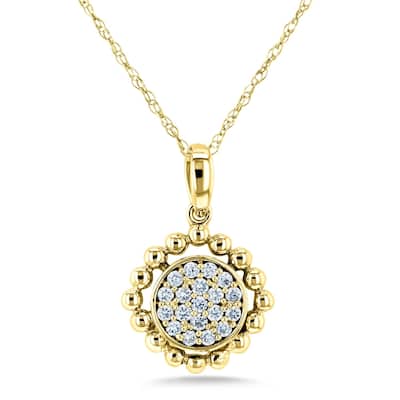 Annello by Kobelli 10k Gold 1/6ct TDW Round Diamond Cluster Flower Necklace