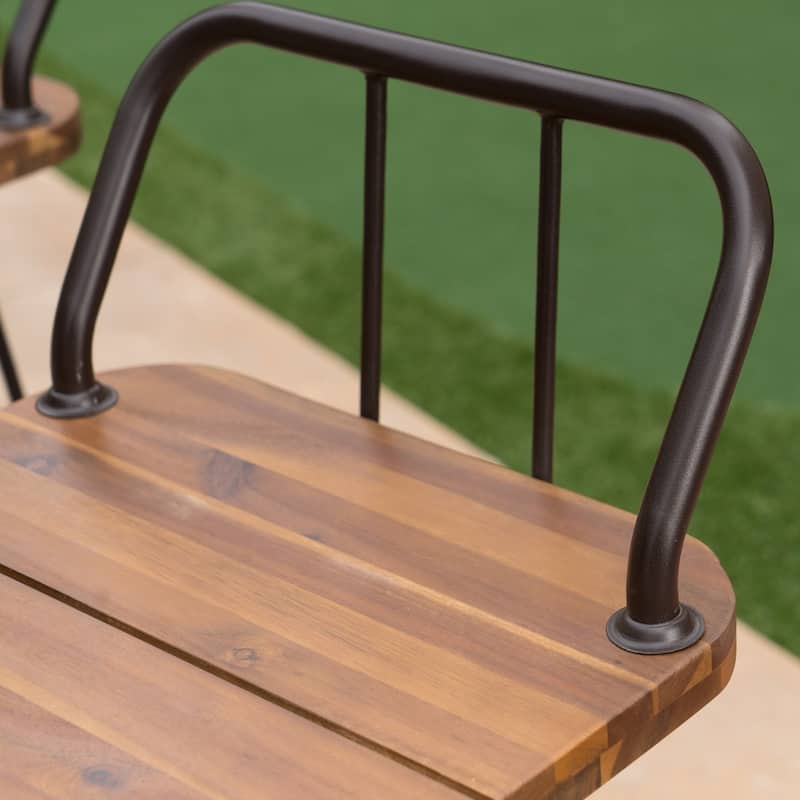 Denali Outdoor Industrial Wood Bar Stool (Set of 2) by Christopher Knight Home