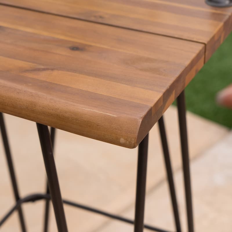 Denali Outdoor Industrial Wood Barstool (Set of 4) by Christopher Knight Home