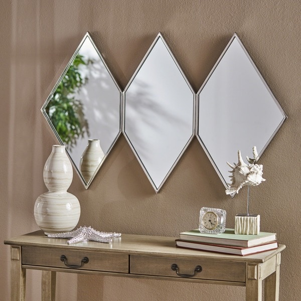 Shop Mariel Modern Triple Diamond Wall Mirror with Stainless Steel