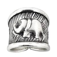 Handmade Forest Elephant Karen Hill Tribe Handmade Wrap Around Silver Ring (Colombia)
