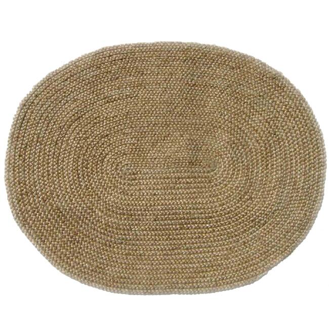 Hand-woven Braided Bleached Natural Jute Rug (6' 6" x 8' Oval) - 6'6 x 8'