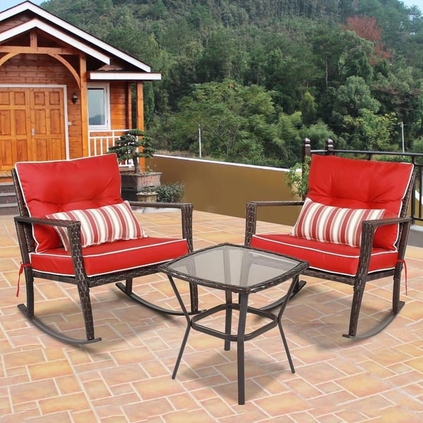 Outdoor Wicker Rocking Chair Set - fryskdesign