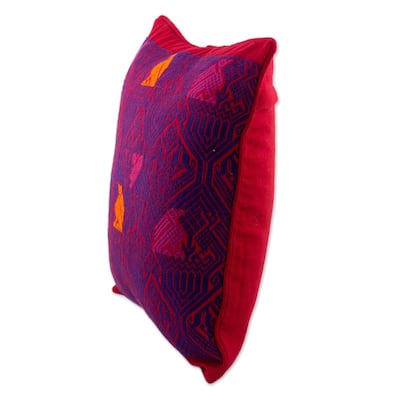 Handmade Birds in Color Cotton Cushion Cover (Guatemala)