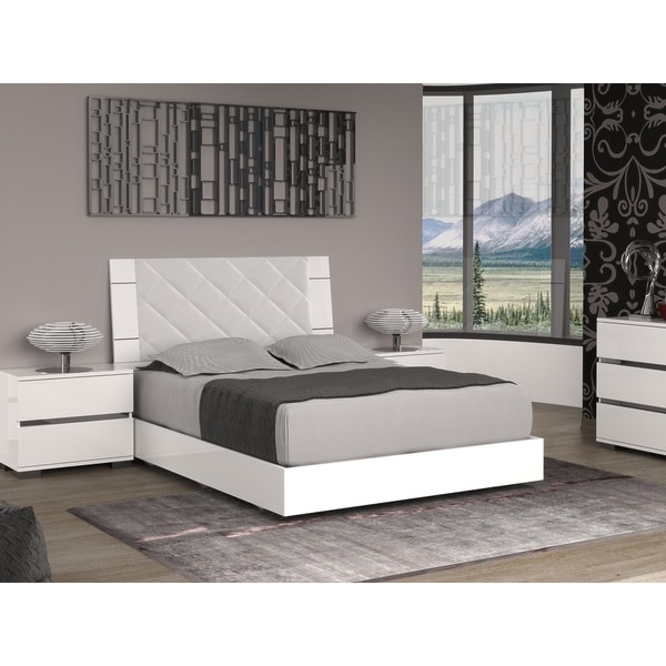 Diamanti Light Gray Eco Leather Headboard And High Gloss White Diamanti Light Gray Eco Leather Headboard And High Gloss White Lacquer King Bed By Talenti Casa Free Shipping Today 19467981