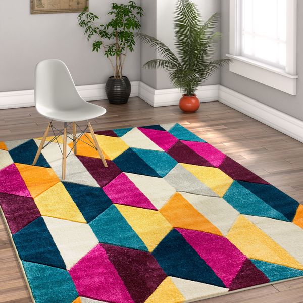 Well Woven Modern Geometric Hexa Cream Area Rug 7 10