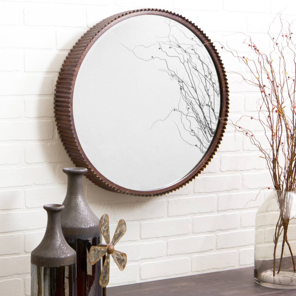 Harrison Rustic Metal Wall Mirror - 23"H x 23"W x 4"D