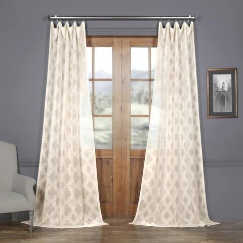 Exclusive Fabrics Calais Tile Patterned Faux Linen Sheer Curtain (1 Panel)