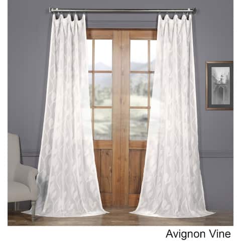 Exclusive Fabrics Avignon Vine Patterned Faux Linen Sheer Curtain (1 Panel)