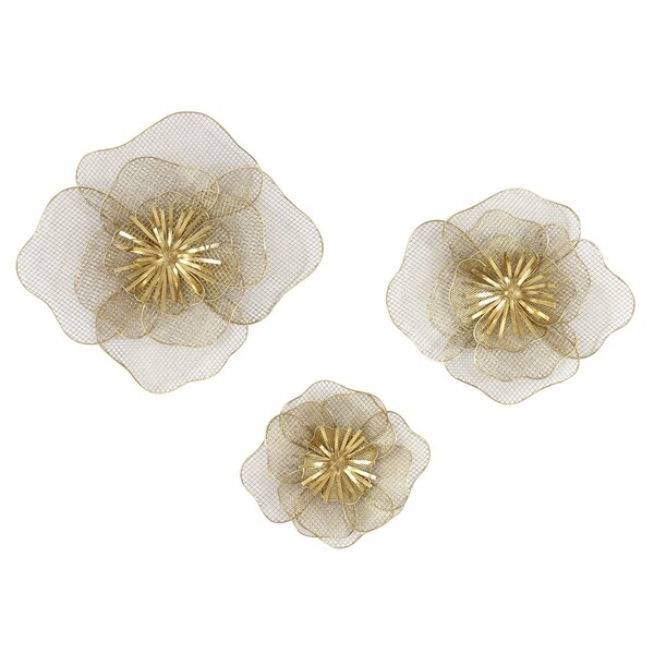 Lori Metal Flowers Wall Decor Set Of 3 Free Shipping Today Lori Metal Flowers Wall Decor Set Of 3