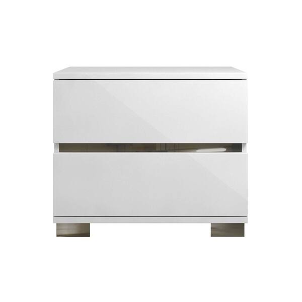 Shop Spark High Gloss White Lacquer Nightstand Overstock 19468139