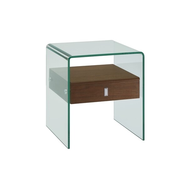 Shop Bari Walnut Veneer W Glass Nightstand End Table By