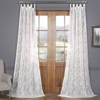 Exclusive Fabrics Paris Scroll Patterned Faux Linen Sheer Curtain (1 Panel)