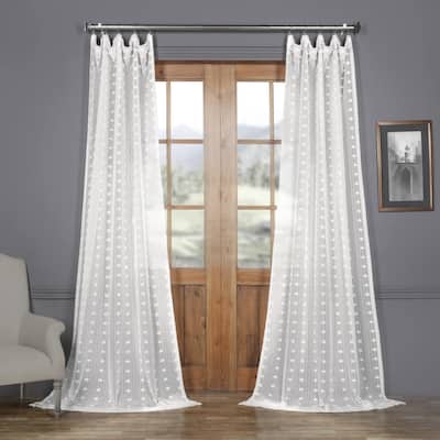 Exclusive Fabrics Strasbourg Dot Patterned Faux Linen Sheer Curtain